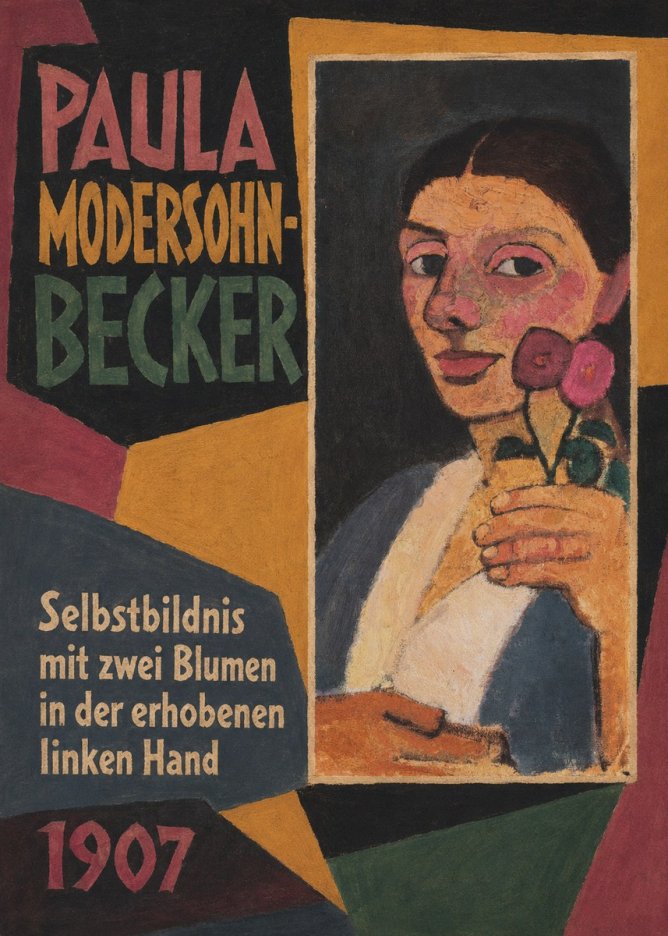 Paula Modersohn-Becker Selbstbildnis Mit Zwei Blumen in Der Erhobenen Linken Hand No2 - Plakat