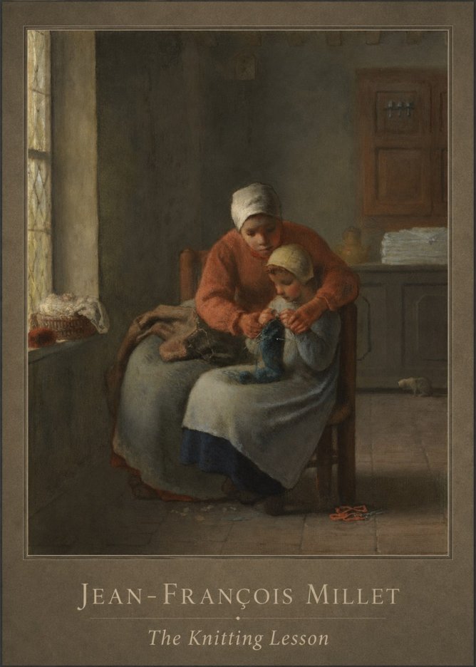 Jean-François Millet The Knitting Lesson II No1 - Plakat