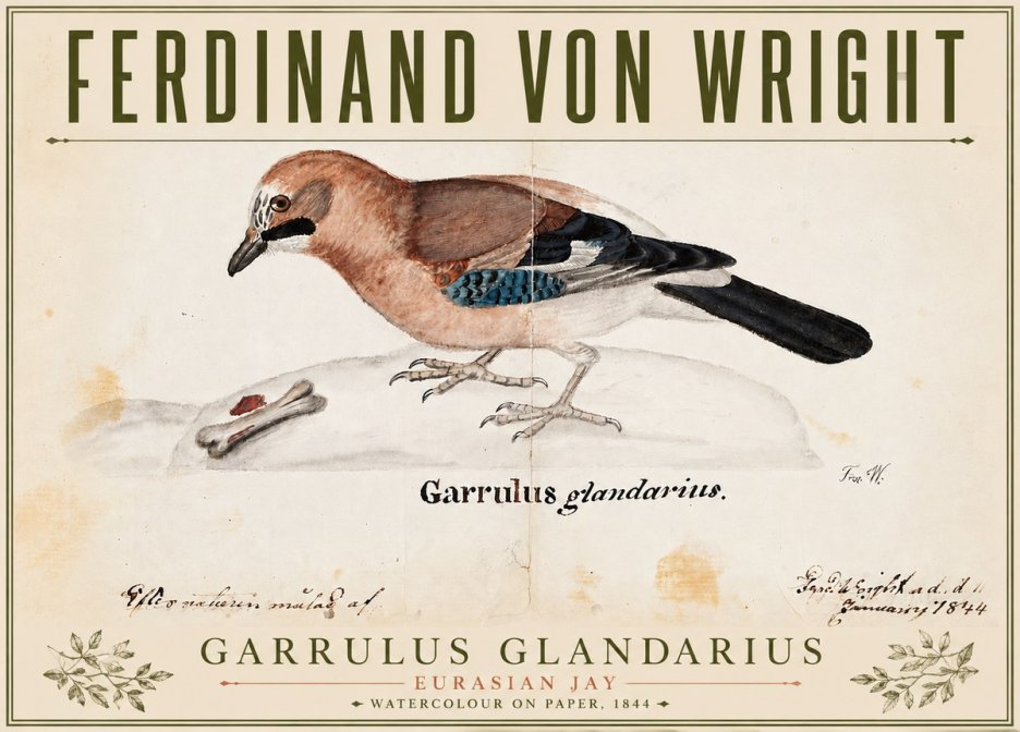 Ferdinand von Wright Garrulus Glandarius No4 - Plakat