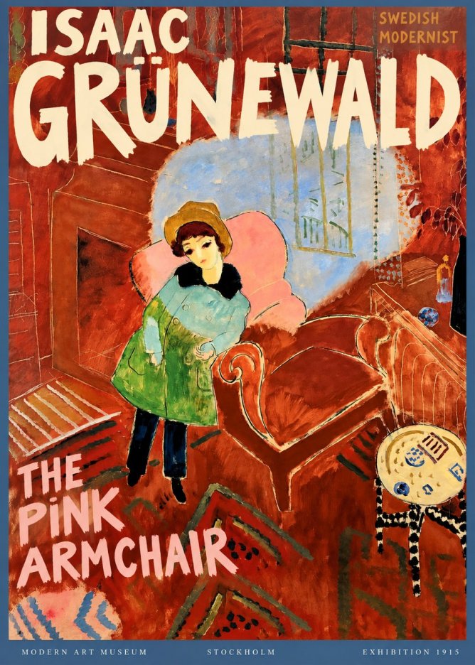 Isaac Grünewald Interior with Young Girl No3 - Plakat