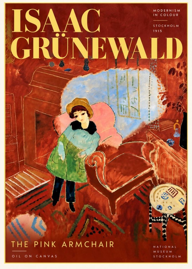 Isaac Grünewald Interior with Young Girl No6 - Plakat