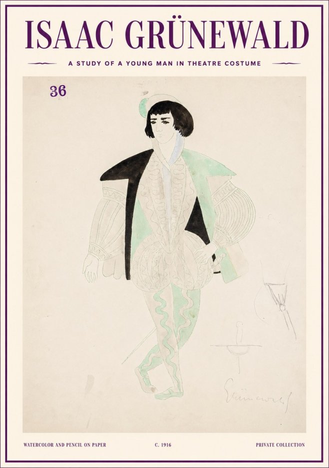 Isaac Grünewald A Study of a Young Man in Theatre Costume No1 - Plakat