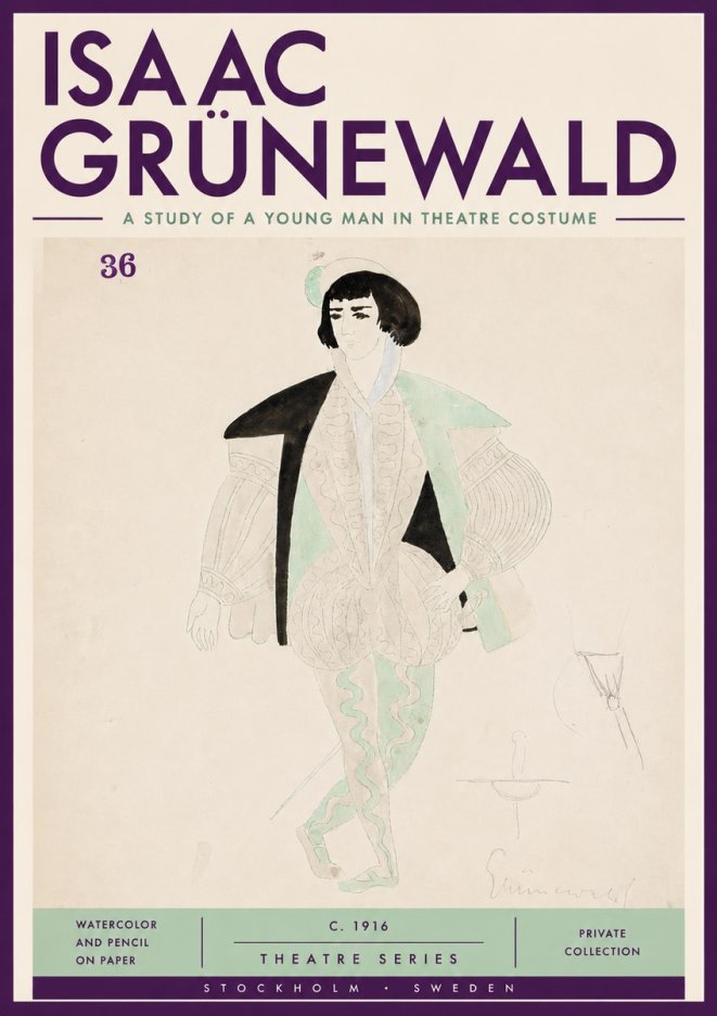 Isaac Grünewald A Study of a Young Man in Theatre Costume No4 - Plakat