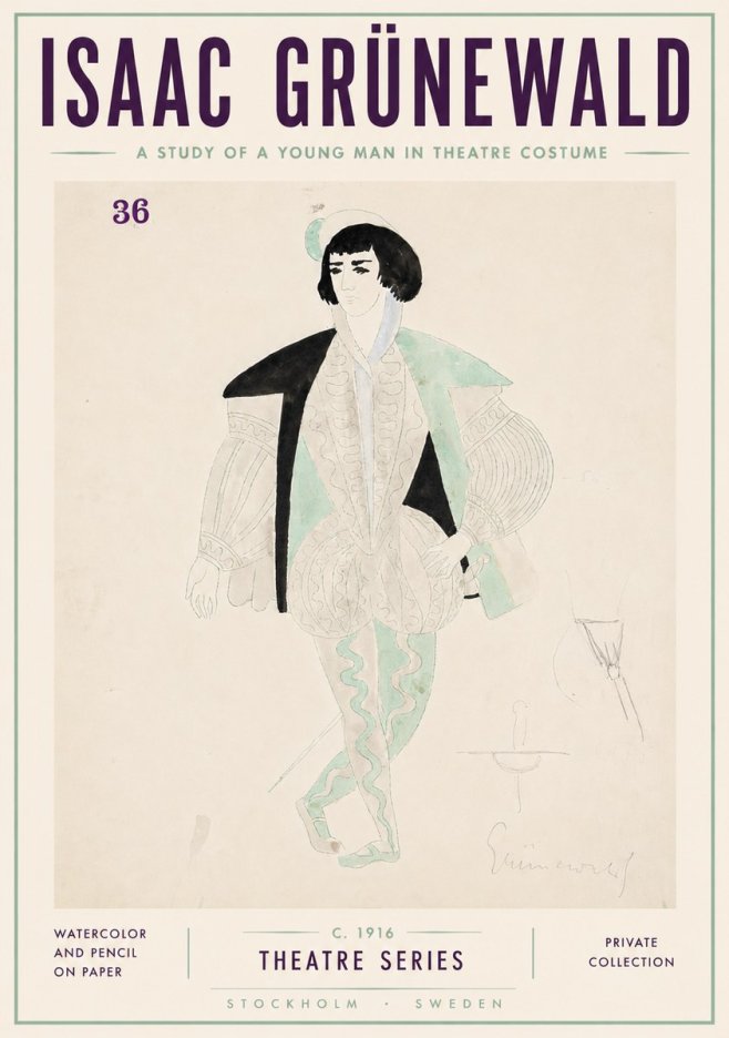 Isaac Grünewald A Study of a Young Man in Theatre Costume No6 - Plakat