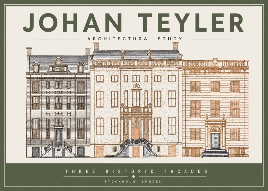 Johan Teyler Architectural Study - Three Historic Façades No3 - Plakat