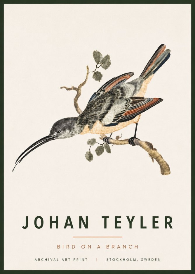 Johan Teyler Bird on a Branch No4 - Plakat