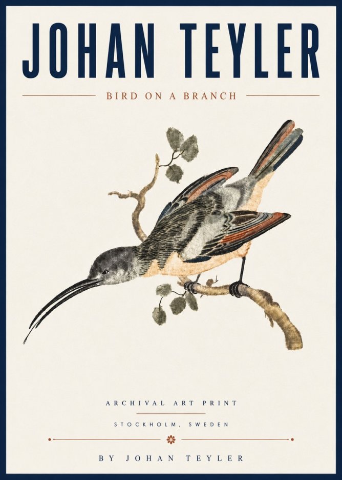 Johan Teyler Bird on a Branch No6 - Plakat