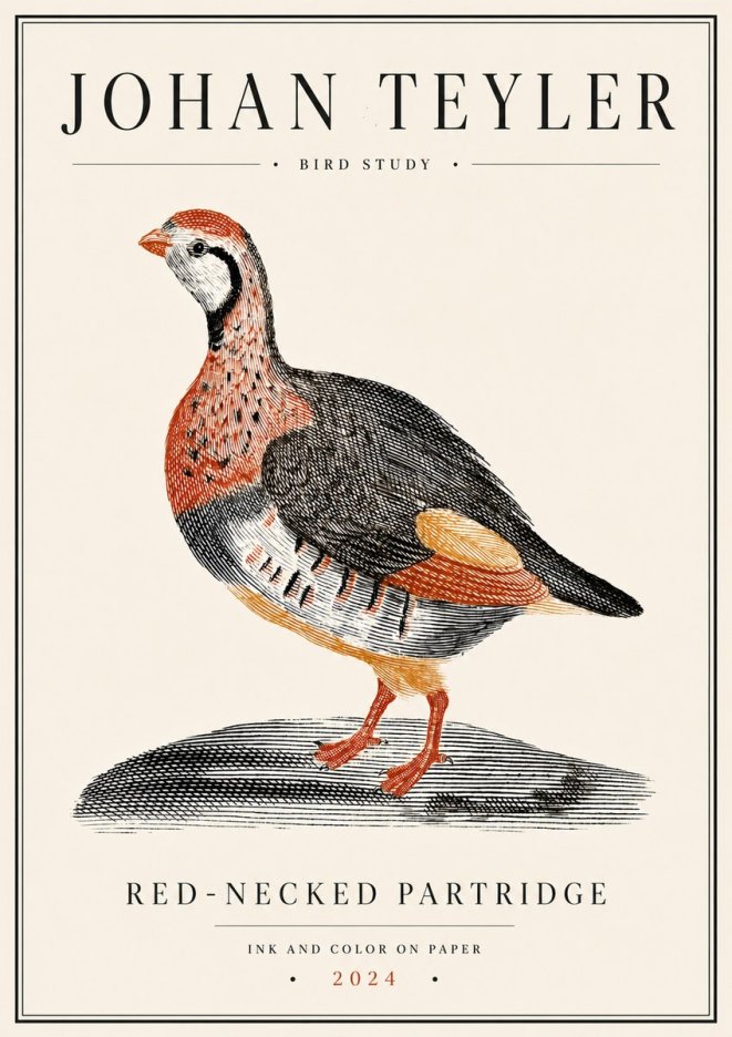 Johan Teyler Red-necked Partridge No6 - Plakat