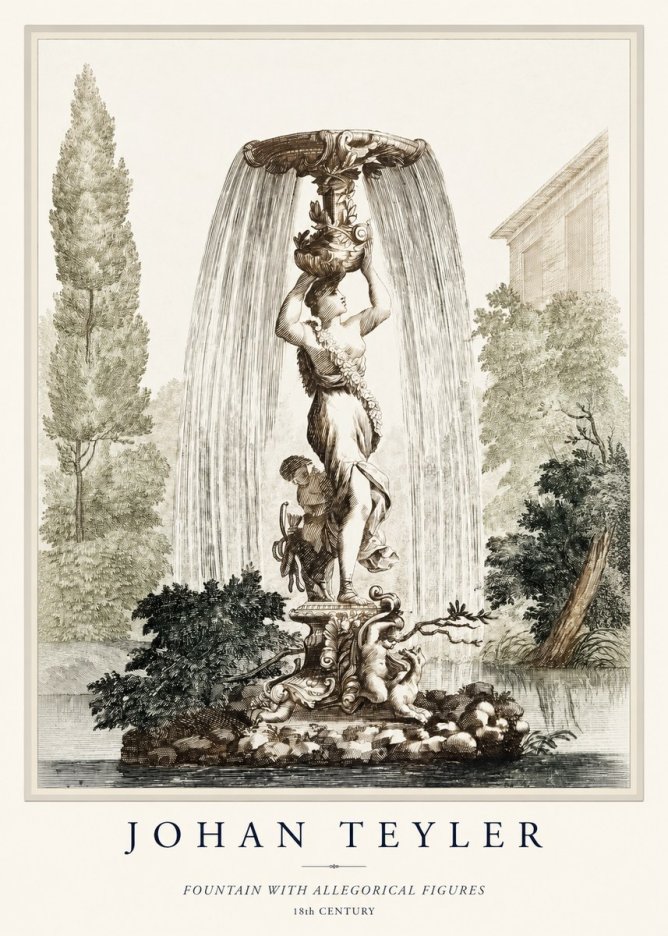 Johan Teyler Fountain with Allegorical Figures No1 - Plakat