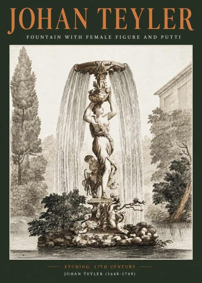 Johan Teyler Fountain with Allegorical Figures No3 - Plakat