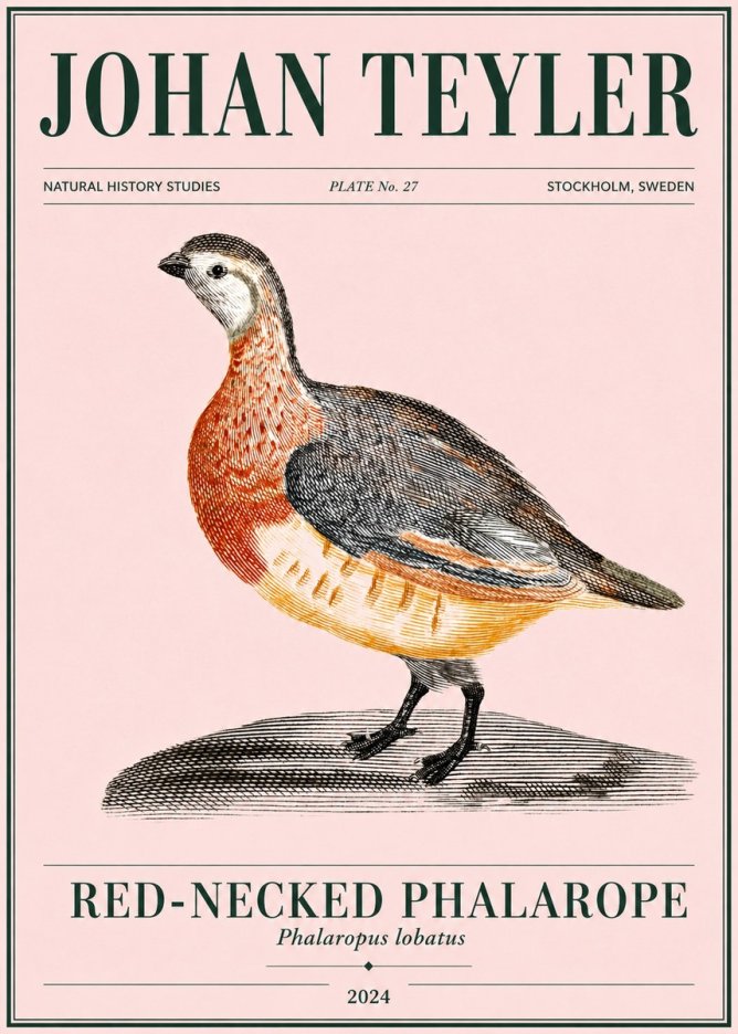 Johan Teyler Red-necked Phalarope No4 - Plakat