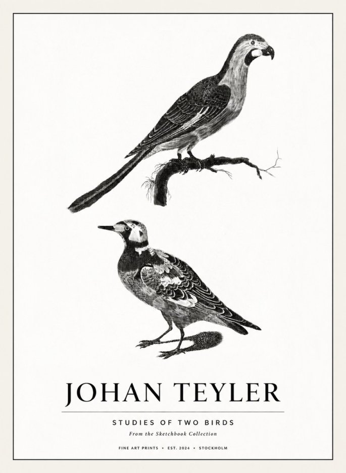 Johan Teyler Birds - Study of Two Species No3 - Plakat
