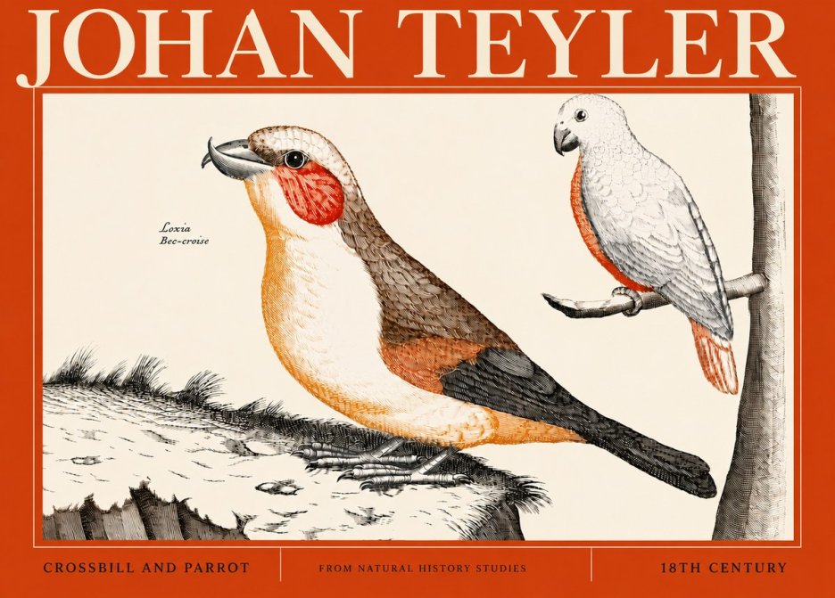 Johan Teyler Crossbill and Parrot No4 - Plakat
