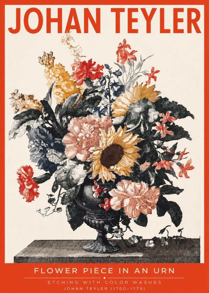 Johan Teyler Flower Piece in an Urn I No2 - Plakat