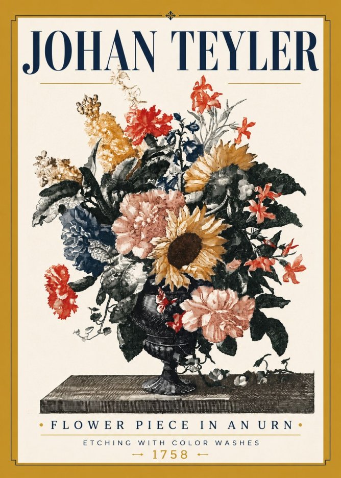 Johan Teyler Flower Piece in an Urn I No5 - Plakat