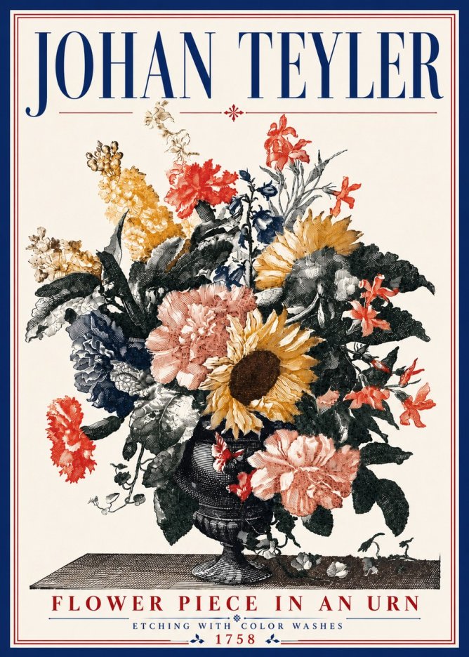 Johan Teyler Flower Piece in an Urn I No6 - Plakat