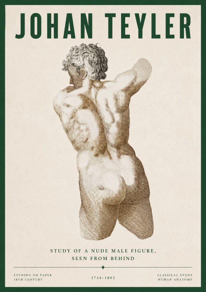 Johan Teyler Study of a Nude Male Figure, Seen from Behind No4 - Plakat