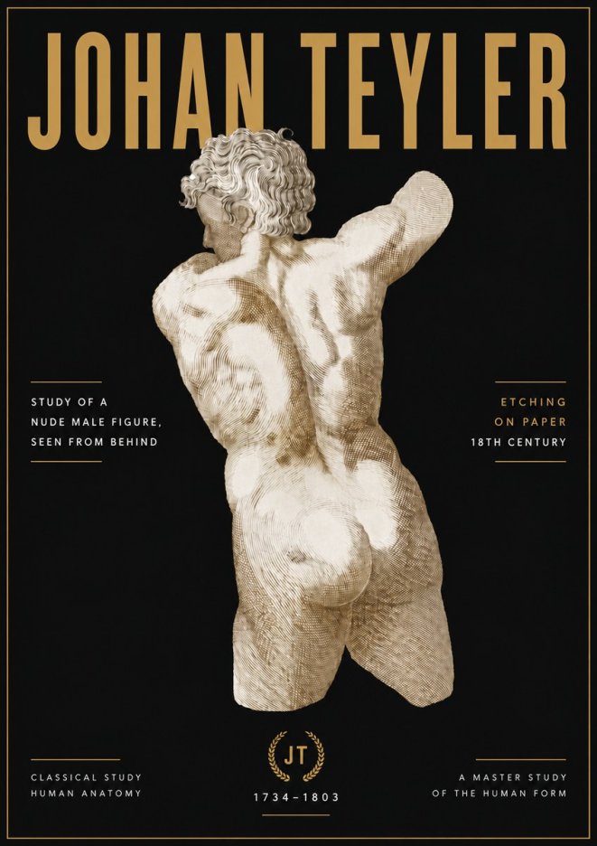 Johan Teyler Study of a Nude Male Figure, Seen from Behind No6 - Plakat