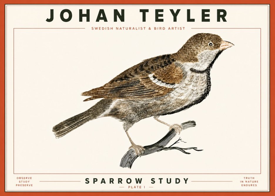 Johan Teyler Sparrow Study No4 - Plakat