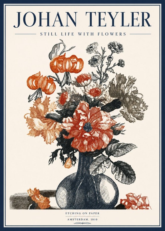 Johan Teyler Still Life with Flowers No3 - Plakat
