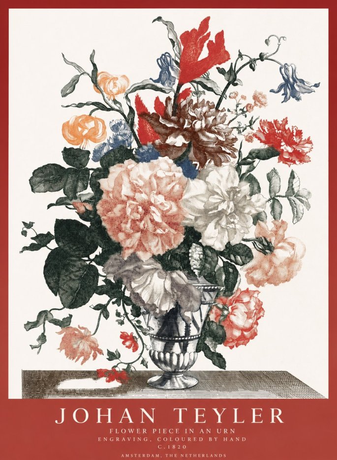 Johan Teyler Flower Piece in an Urn II No1 - Plakat