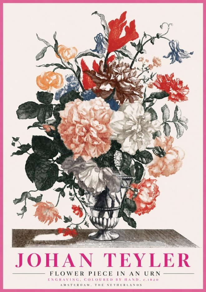 Johan Teyler Flower Piece in an Urn II No3 - Plakat