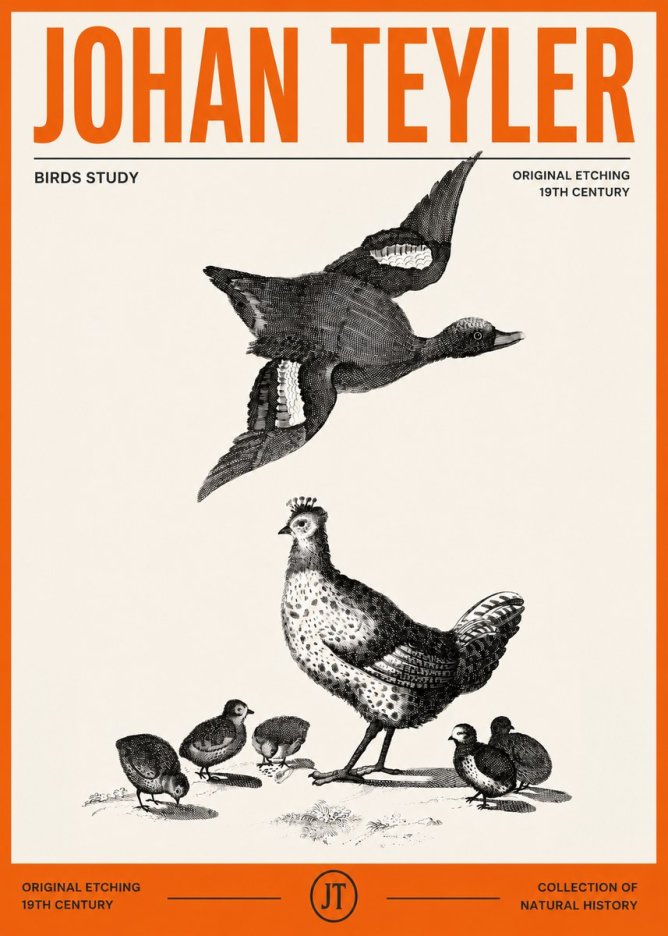 Johan Teyler Birds Study No2 - Plakat
