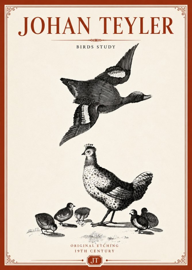 Johan Teyler Birds Study No5 - Plakat