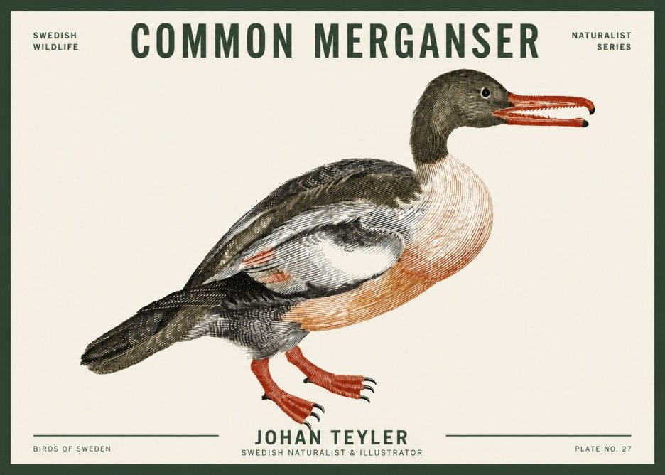 Johan Teyler Common Merganser No3 - Plakat