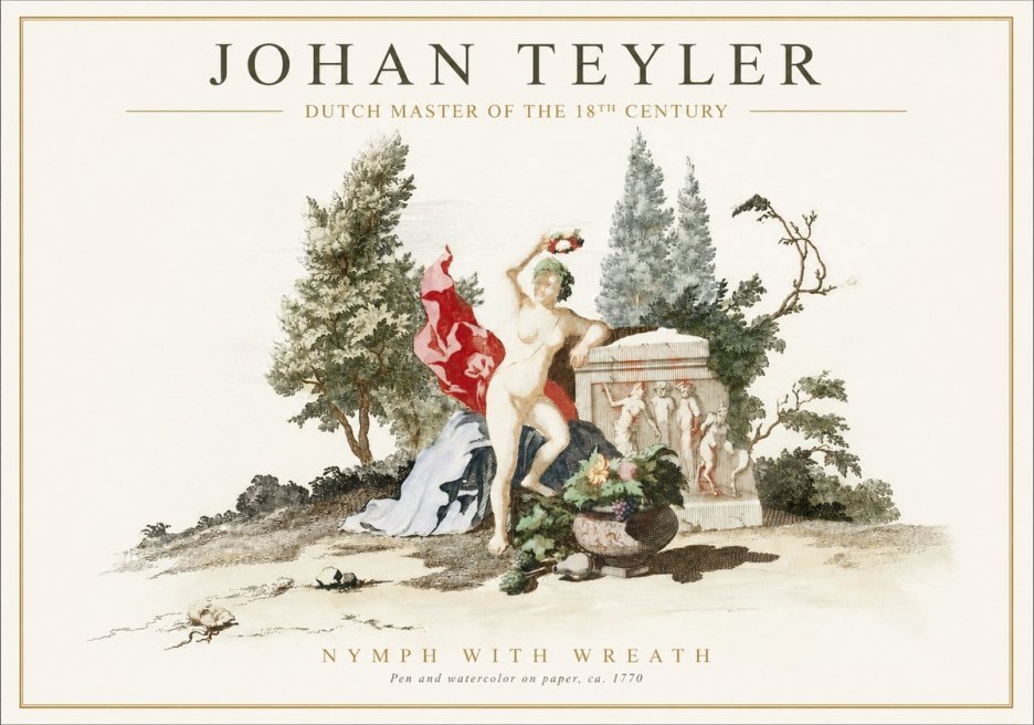 Johan Teyler Nymph with Wreath No1 - Plakat