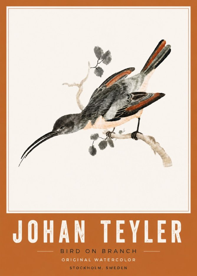 Johan Teyler Bird on Branch II No6 - Plakat