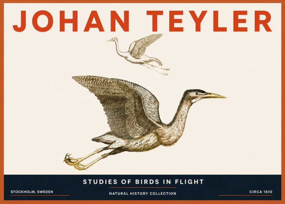 Johan Teyler Studies of Birds in Flight No5 - Plakat