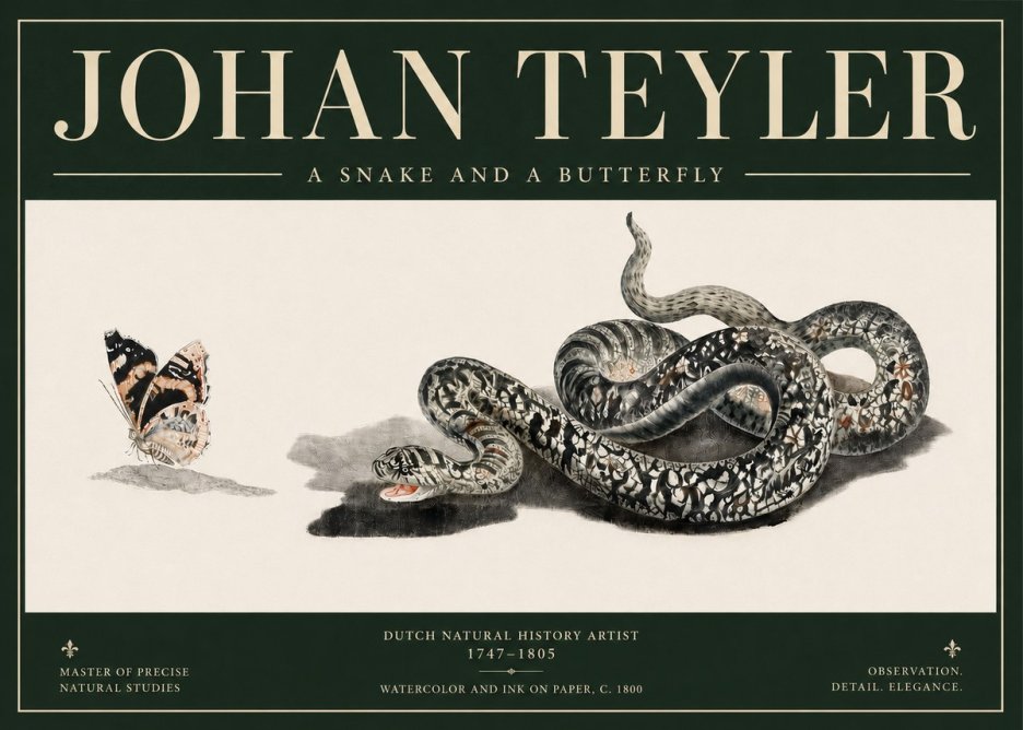 Johan Teyler Snake and Butterfly No5 - Plakat