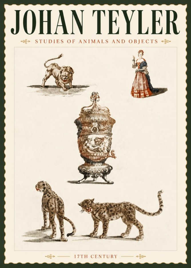 Johan Teyler Studies of Animals and Objects No5 - Plakat