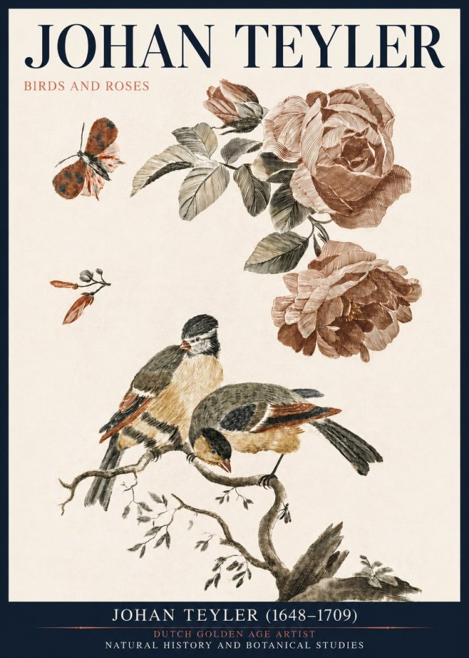 Johan Teyler Birds and Roses No3 - Plakat