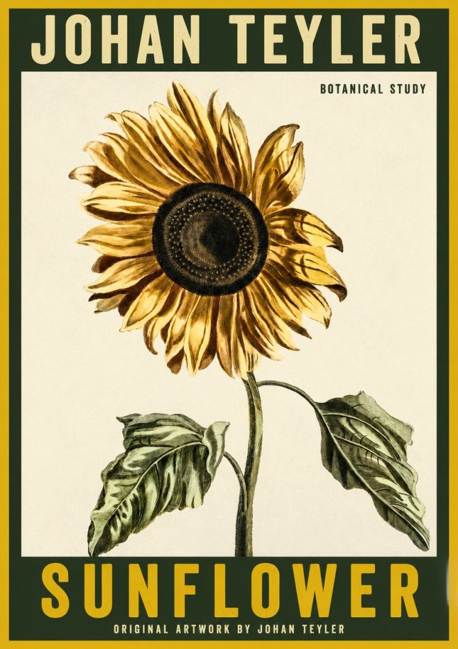 Johan Teyler Sunflower - Botanical Study No2 - Plakat