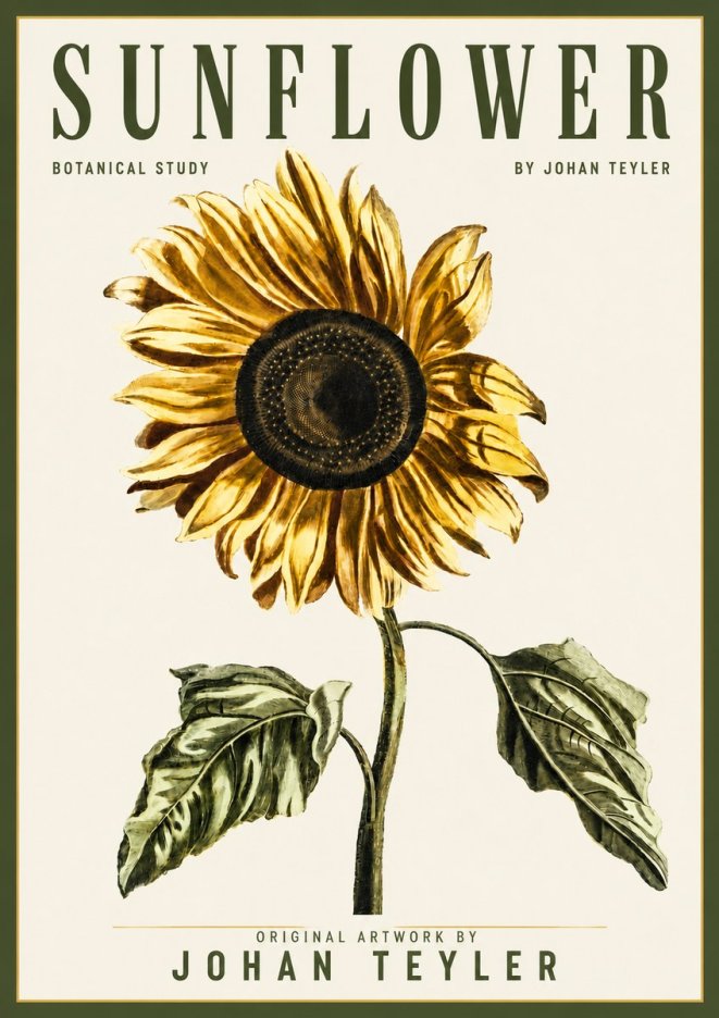 Johan Teyler Sunflower - Botanical Study No4 - Plakat