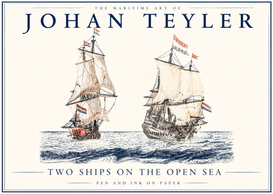 Johan Teyler Two Ships on the Open Sea No3 - Plakat