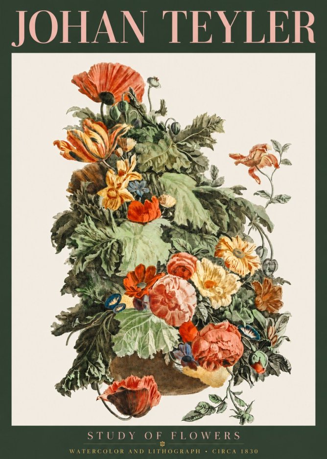 Johan Teyler Study of Flowers No3 - Plakat