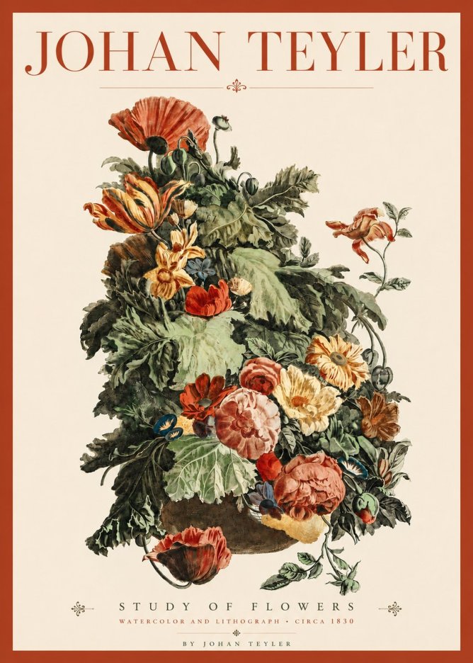 Johan Teyler Study of Flowers No4 - Plakat