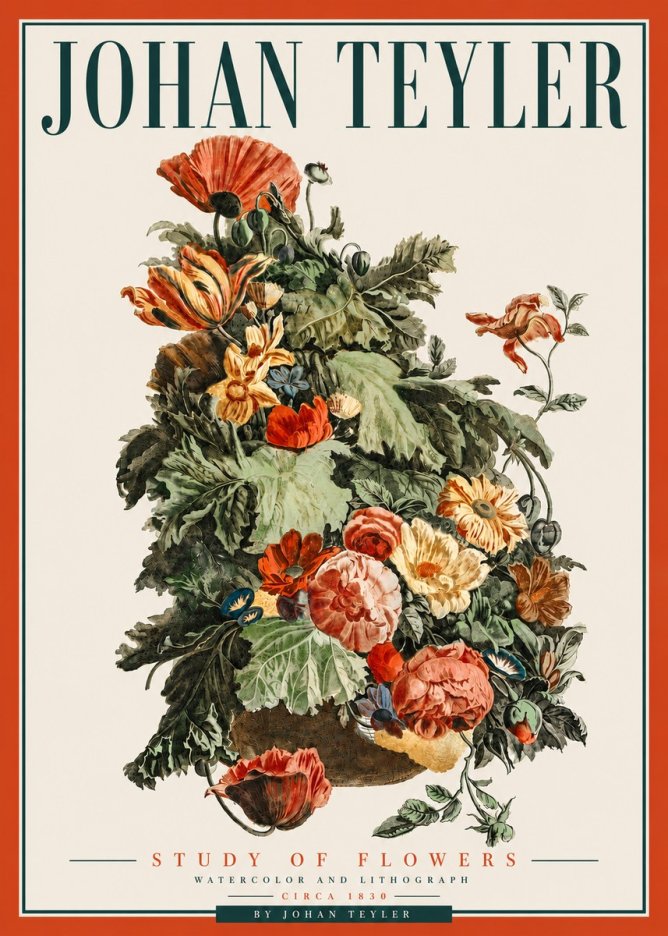 Johan Teyler Study of Flowers No5 - Plakat