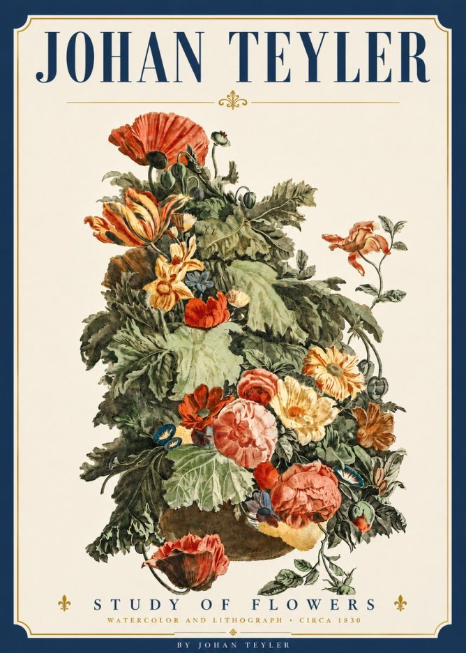 Johan Teyler Study of Flowers No6 - Plakat