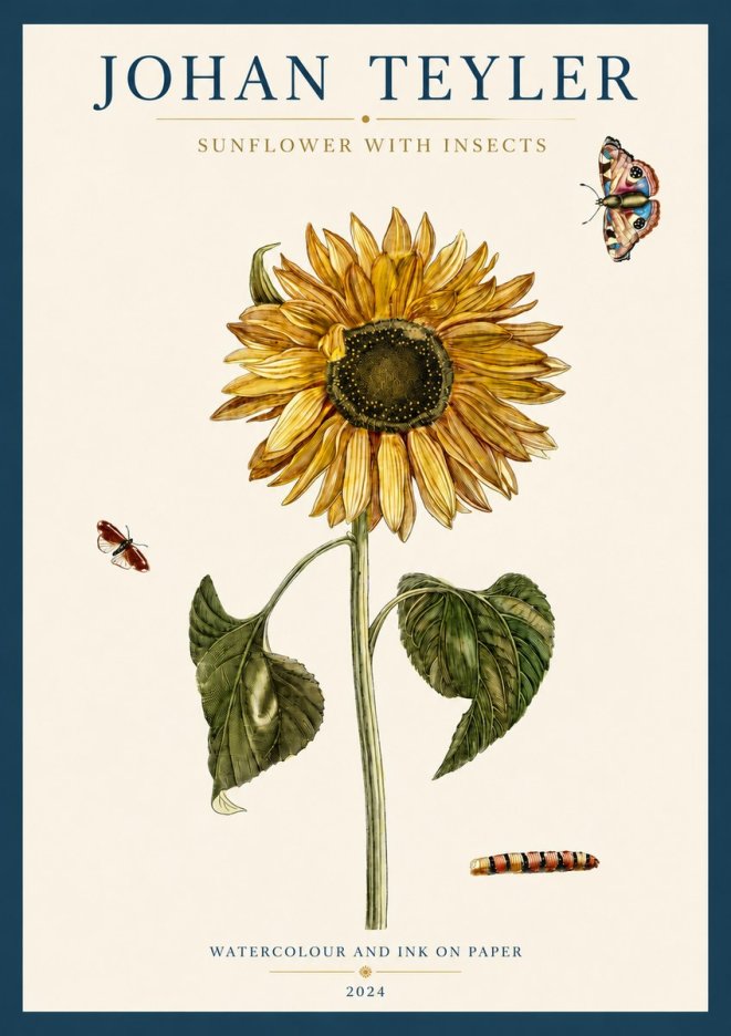 Johan Teyler Sunflower with Insects No3 - Plakat