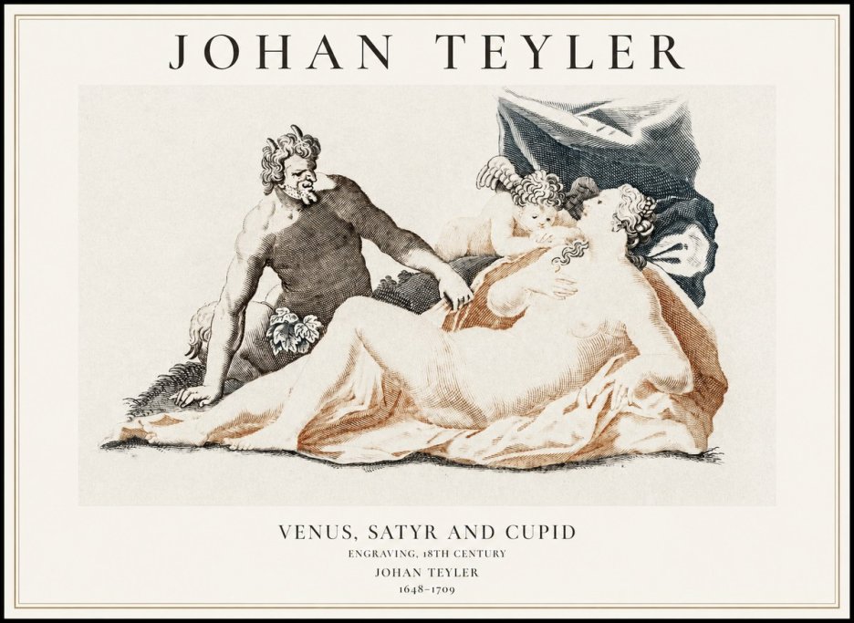 Johan Teyler Venus, Satyr and Cupid No1 - Plakat