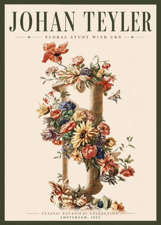 Johan Teyler Floral Study with Urn No3 - Plakat