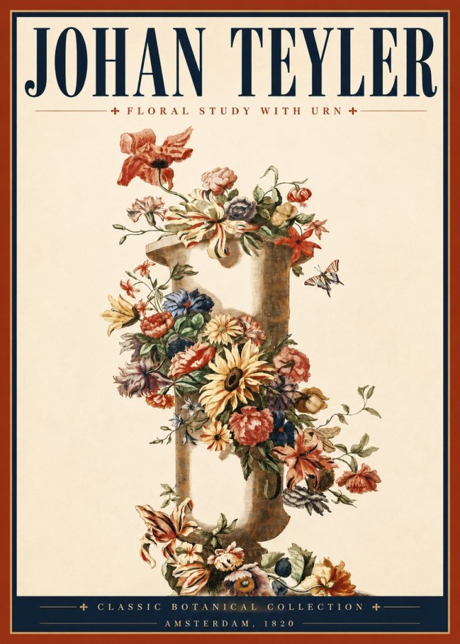 Johan Teyler Floral Study with Urn No4 - Plakat