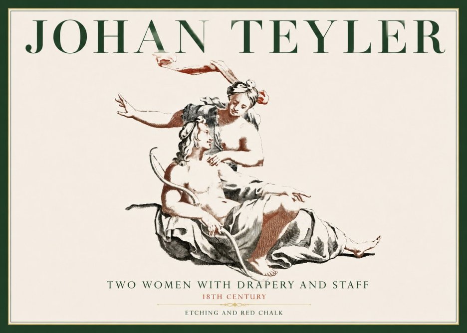 Johan Teyler Two Women with Drapery and Staff No4 - Plakat