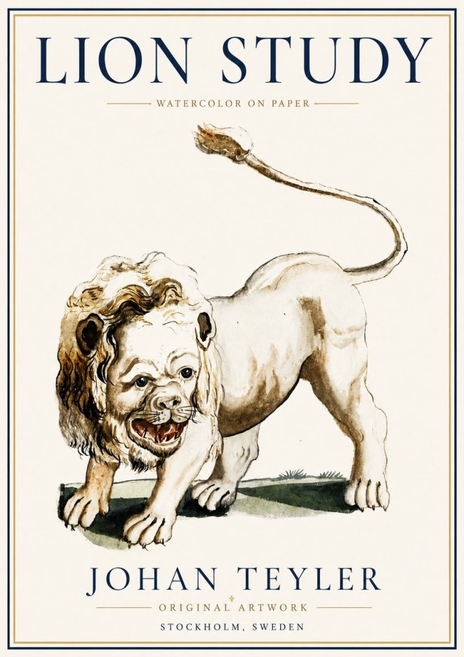 Johan Teyler Lion Study No6 - Plakat