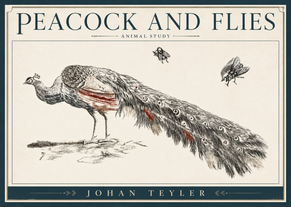 Johan Teyler Peacock and Flies - Animal Study No4 - Plakat