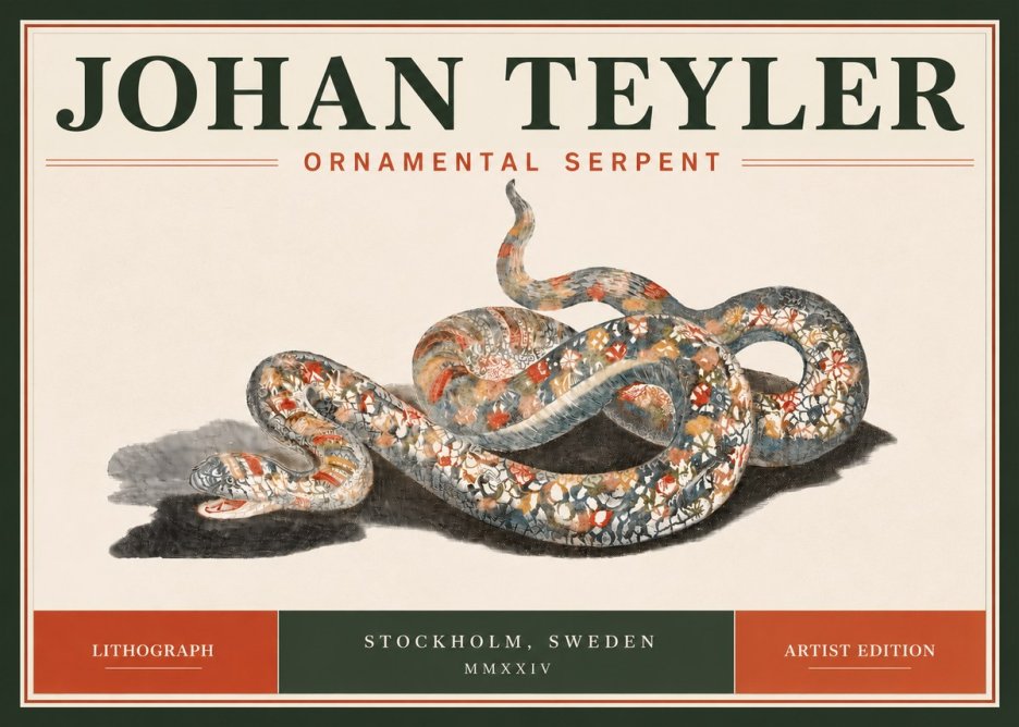 Johan Teyler Ornamental Serpent No5 - Plakat